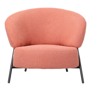 Πολυθρόνα Jennie pakoworld ύφασμα σε κεραμιδι απόχρωση με μαύρα μεταλλικά πόδια 84x84x71