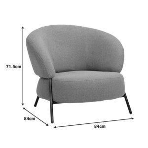 Πολυθρόνα Jennie pakoworld ύφασμα σε κεραμιδι απόχρωση με μαύρα μεταλλικά πόδια 84x84x71