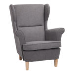 Πολυθρόνα - μπερζέρα Malei pakoworld ύφασμα σε γκρι απόχρωση-ξύλινα πόδια 85x93x100εκ-110-000110