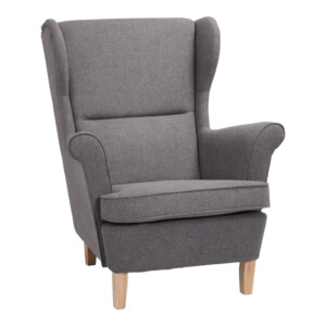 Πολυθρόνα - μπερζέρα Malei pakoworld ύφασμα σε γκρι απόχρωση-ξύλινα πόδια  85x93x100εκ-110-000110