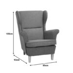 Πολυθρόνα - μπερζέρα Malei pakoworld ύφασμα σε γκρι απόχρωση-ξύλινα πόδια 85x93x100εκ-110-000110