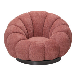 Πολυθρόνα περιστρεφόμενη με σκαμπό Nester pakoworld μπουκλέ ύφασμα σε απόχρωση σάπιο μήλο 98x97x69εκ-110-000125