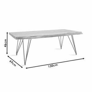 Τραπέζι σαλονιού Rich pakoworld μασίφ ξύλο 4εκ φυσικό-πόδι μαύρο 130x69x46εκ-113-000001