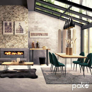 Τραπέζι μπαρ-κονσόλα Miles pakoworld μασίφ ξύλο 4εκ φυσικό-πόδι μαύρο 120x53x97εκ-113-000007