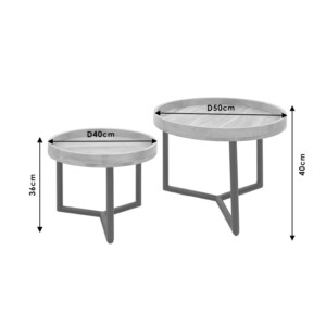 Τραπέζι σαλονιού Kelly σετ 2τεμ pakoworld μασίφ ξύλο φυσικό-μαύρο-113-000014