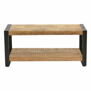 Τραπέζι σαλονιού Miles pakoworld μασίφ ξύλο mango φυσικό-μαύρο 100x45x45.5εκ-113-000032