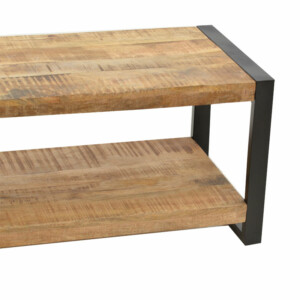 Τραπέζι σαλονιού Miles pakoworld μασίφ ξύλο mango φυσικό-μαύρο 100x45x45.5εκ-113-000032