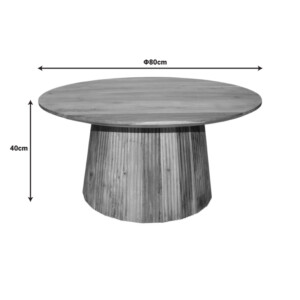 Τραπέζι σαλονιού Canicule I pakoworld μασίφ ξύλο ακακίας σε φυσική απόχρωση Φ80x40εκ-113-000047