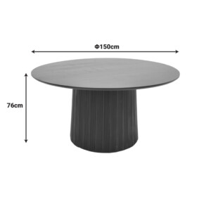 Τραπέζι Canicule pakoworld μασίφ ξύλο ακακίας σε μαύρη απόχρωση Φ150x75εκ-113-000052