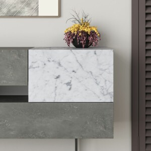 Μπουφές Roberta pakoworld γκρι antique-λευκό μαρμάρου 145x40x82εκ-119-001103