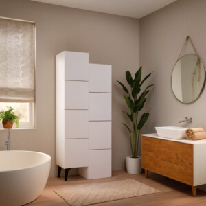 Ντουλάπι-στήλη Romane pakoworld λευκό 62.2x37.4x155.4εκ-119-001122