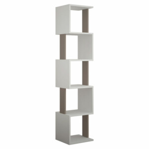 Βιβλιοθήκη - στήλη Piri pakoworld χρώμα λευκό-μόκα 35x30x161εκ-119-001124