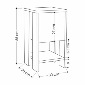 Κομοδίνο Ema pakoworld χρώμα λευκό antique-μόκα 30x30x55εκ-119-001134