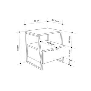 Κομοδίνο Johana pakoworld μαύρο-λευκό 45x40x50εκ-119-001234