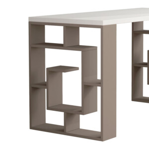 Γραφείο Labirent pakoworld χρώμα λευκό-μόκα 140x60x75εκ-119-001242