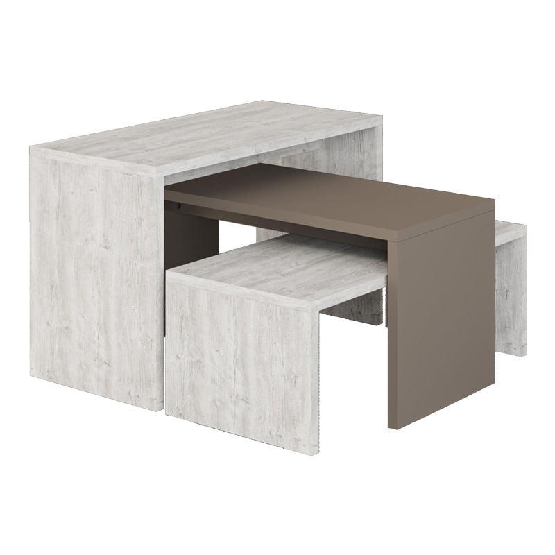 Τραπέζια σαλονιού Kantar pakoworld σετ 3τεμ σε λευκό antique - μόκα απόχρωση 65x30x39εκ-119-001244 Τραπέζια σαλονιού Kantar pakoworld σετ 3τεμ σε λευκό antique - μόκα απόχρωση 65x30x39εκ-119-001244