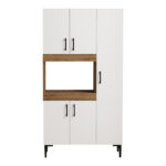 Ντουλάπα κουζίνας Defne pakoworld χρώμα λευκό-καρυδί 89x37.5x160εκ-120-000003