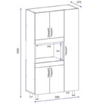 Ντουλάπα κουζίνας Defne pakoworld χρώμα λευκό-καρυδί 89x37.5x160εκ-120-000003