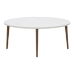 Τραπέζι σαλονιού Barton pakoworld λευκό-καφέ 90x45x40εκ-120-000136