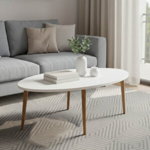 Τραπέζι σαλονιού Barton pakoworld λευκό-καφέ 90x45x40εκ-120-000136