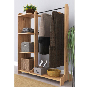 Έπιπλο εισόδου Renesme pakoworld ανοιχτό καρυδί 106x35x128εκ-120-000202