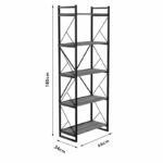 Βιβλιοθήκη Baker pakoworld καρυδί-μαύρο 66x34x180εκ-120-000330