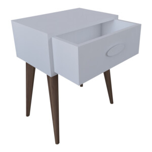 Κομοδίνο Laber pakoworld με ένα συρτάρι λευκό μελαμίνης 45x30x57.5εκ-120-000398