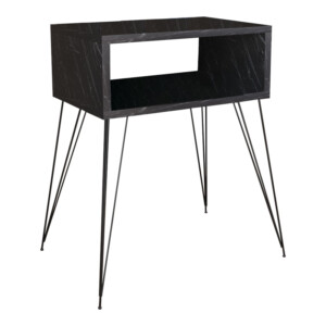 Κομοδίνο Naida pakoworld μαύρο μαρμάρου μελαμίνης 45x30x59εκ-120-000402