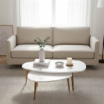 Τραπέζι σαλονιού Monty pakoworld 2 τεμ. σε απόχρωση λευκό-φυσικό 116x46x6εκ-120-000417