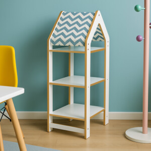 Ραφιέρα Montessori Zoilen I pakoworld λευκό-μπλε mdf 50x30x100εκ-120-000432