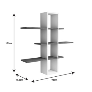 Ραφιέρα τοίχου Akira pakoworld μελαμίνη σε καρυδί-λευκή απόχρωση 96x19.5x101εκ-120-000448