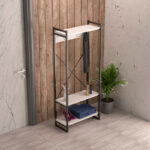 Έπιπλο εισόδου με κρεμάστρα Baker pakoworld μαύρο μέταλλο και μελαμίνη σε λευκή απόχρωση 90x34x180εκ-120-000469