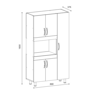 Ντουλάπα κουζίνας Defne pakoworld σε λευκή απόχρωση  89x37.5x160εκ-120-000480