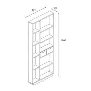 Βιβλιοθήκη με συρτάρια Dakin pakoworld σε oak απόχρωση 80x25x190εκ-120-000484