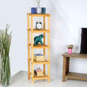 Ραφιέρα δαπέδου 5 επιπέδων Zangia pakoworld σε φυσική απόχρωση  36x36x140εκ-120-000498