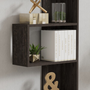 Βιβλιοθήκη Cascade pakoworld σε σκούρο καρυδί απόχρωση 51.8x22x150εκ-120-000521