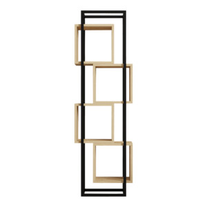 Βιβλιοθήκη Gridur pakoworld σε oak απόχρωση με μαύρο μεταλλικό σκελετό 44x29x140εκ-120-000524