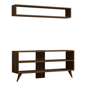 Σύνθετο σαλονιού Prestige pakoworld σε καρυδί απόχρωση 120x29