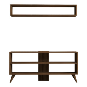 Σύνθετο σαλονιού Prestige pakoworld σε καρυδί απόχρωση 120x29