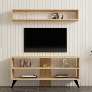 Σύνθετο σαλονιού Prestige pakoworld σε oak απόχρωση 120x29