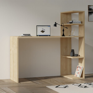 Γραφείο με βιβλιοθήκη Mergo pakoworld σε oak απόχρωση 121x51x75εκ-120-000572