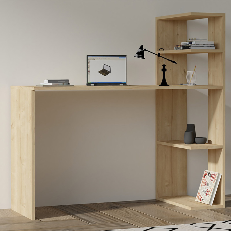 Γραφείο με βιβλιοθήκη Mergo pakoworld σε oak απόχρωση 121x51x75εκ-120-000572 Γραφείο με βιβλιοθήκη Mergo pakoworld σε oak απόχρωση 121x51x75εκ-120-000572