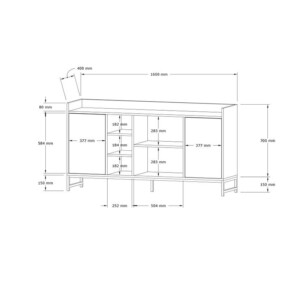Μπουφές Delta pakoworld σε oak απόχρωση με μαύρα μεταλλικά πόδια 160x40x85εκ-120-000573