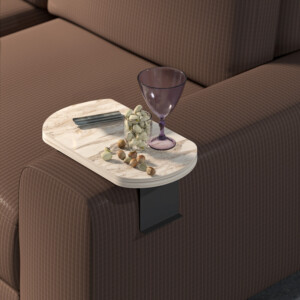 Βοηθητικό τραπεζάκι Linea pakoworld σε γκρι όψη μαρμάρου  με μαύρα μεταλλικά πόδια 20x35x10εκ-120-000579