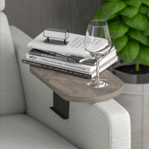 Βοηθητικό τραπεζάκι Linea pakoworld σε ανθρακί όψη μαρμάρου  με μαύρα μεταλλικά πόδια 20x35x10εκ-120-000580