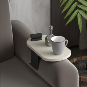 Βοηθητικό τραπεζάκι Linea pakoworld σε απόχρωση κρέμα με μαύρα μεταλλικά πόδια 20x35x10εκ-120-000581