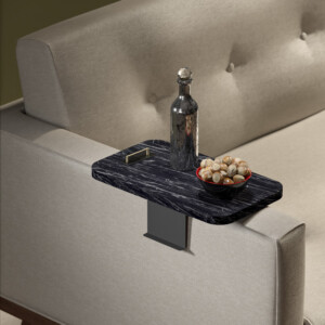 Βοηθητικό τραπεζάκι Linea I pakoworld σε μαύρη όψη μαρμάρου  με μαύρα μεταλλικά πόδια 20x35x10εκ-120-000582