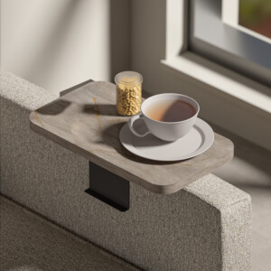 Βοηθητικό τραπεζάκι Linea I pakoworld σε ανθρακί όψη μαρμάρου  με μαύρα μεταλλικά πόδια 20x35x10εκ-120-000585