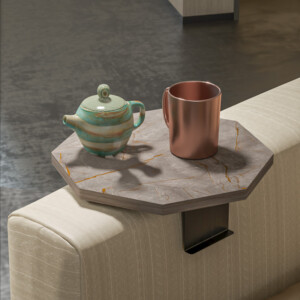 Βοηθητικό τραπεζάκι Linea II pakoworld σε ανθρακί απόχρωση με μαύρα μεταλλικά πόδια Φ34x10εκ-120-000590