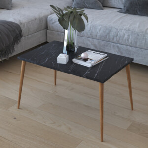 Τραπέζι σαλονιού Lonna pakoworld σε μαύρη όψη μαρμάρου 70x45x42εκ-120-000607